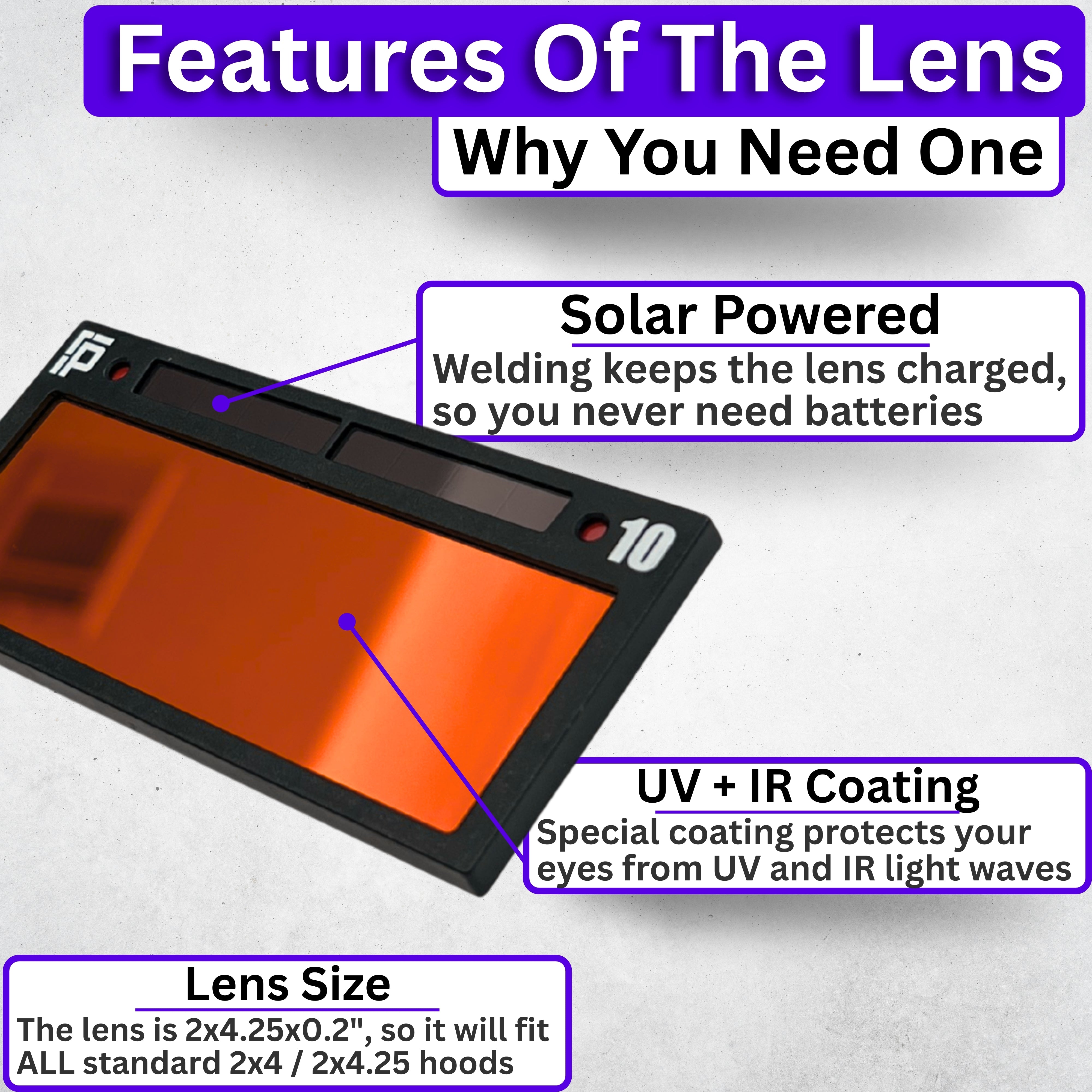 The Duke Adjustable 2.0 - 20A TIG RATED Red Auto Darkening Lens | Adjustable Shade