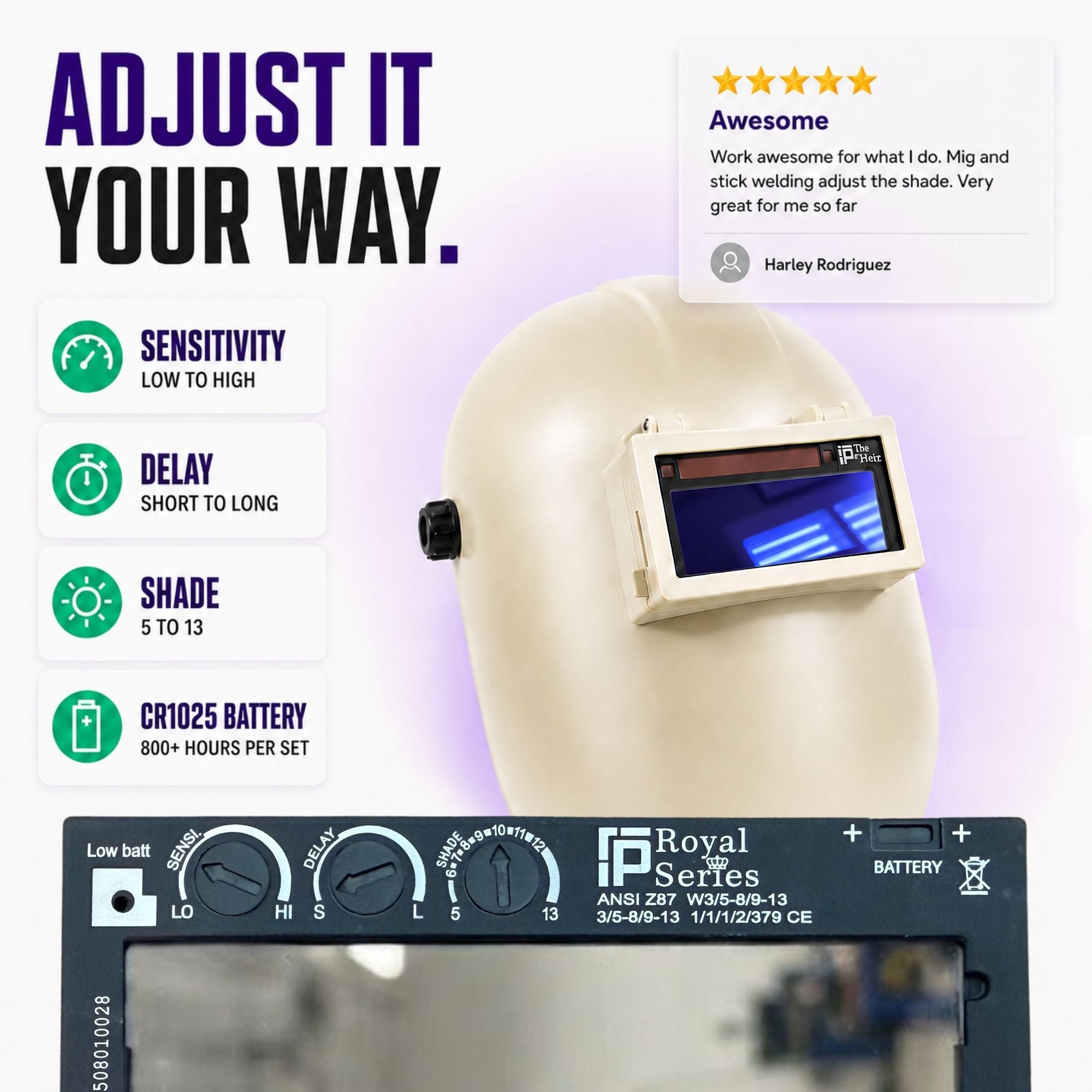 The Heir Adjustable 1.0 - NOT FOR TIG - HD Adjustable Auto Darkening Welding Lens The Heir Adjustable Ridge Products