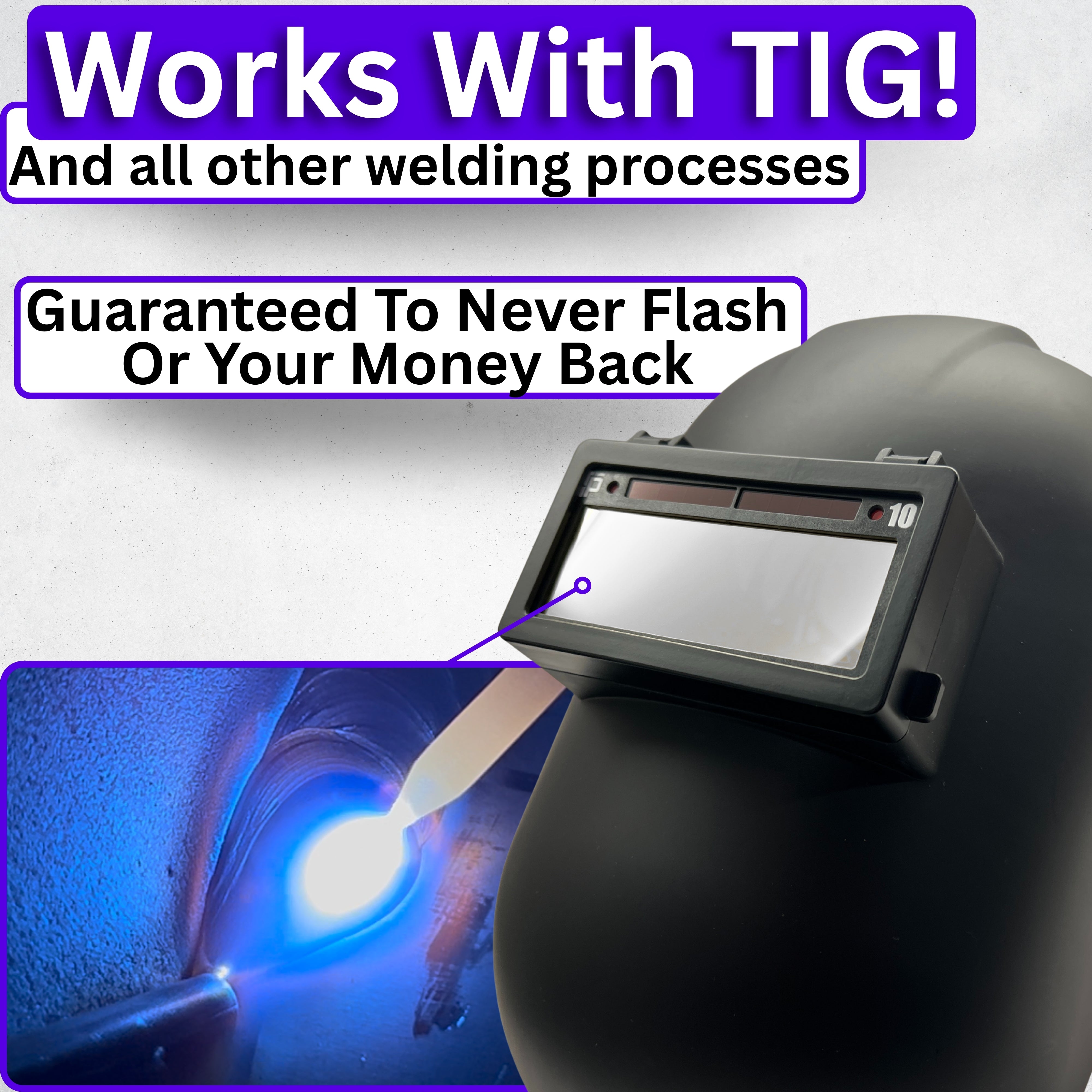 The Prince Single 2.0 - 20A TIG RATED Silver Auto Darkening Lens | Single Shade