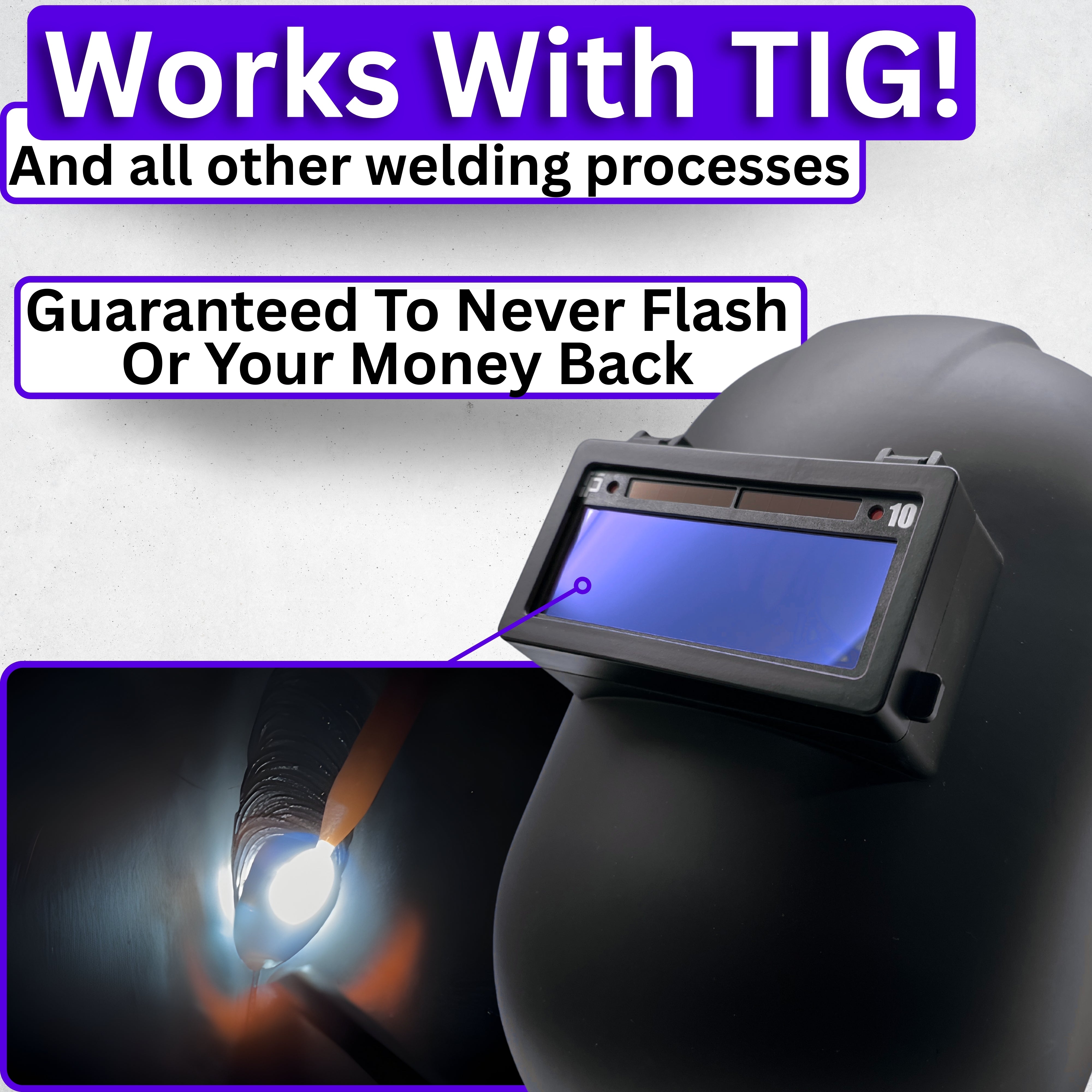 The Heir Single 2.0 - 20A TIG RATED True Color Auto Darkening Lens | Single Shade