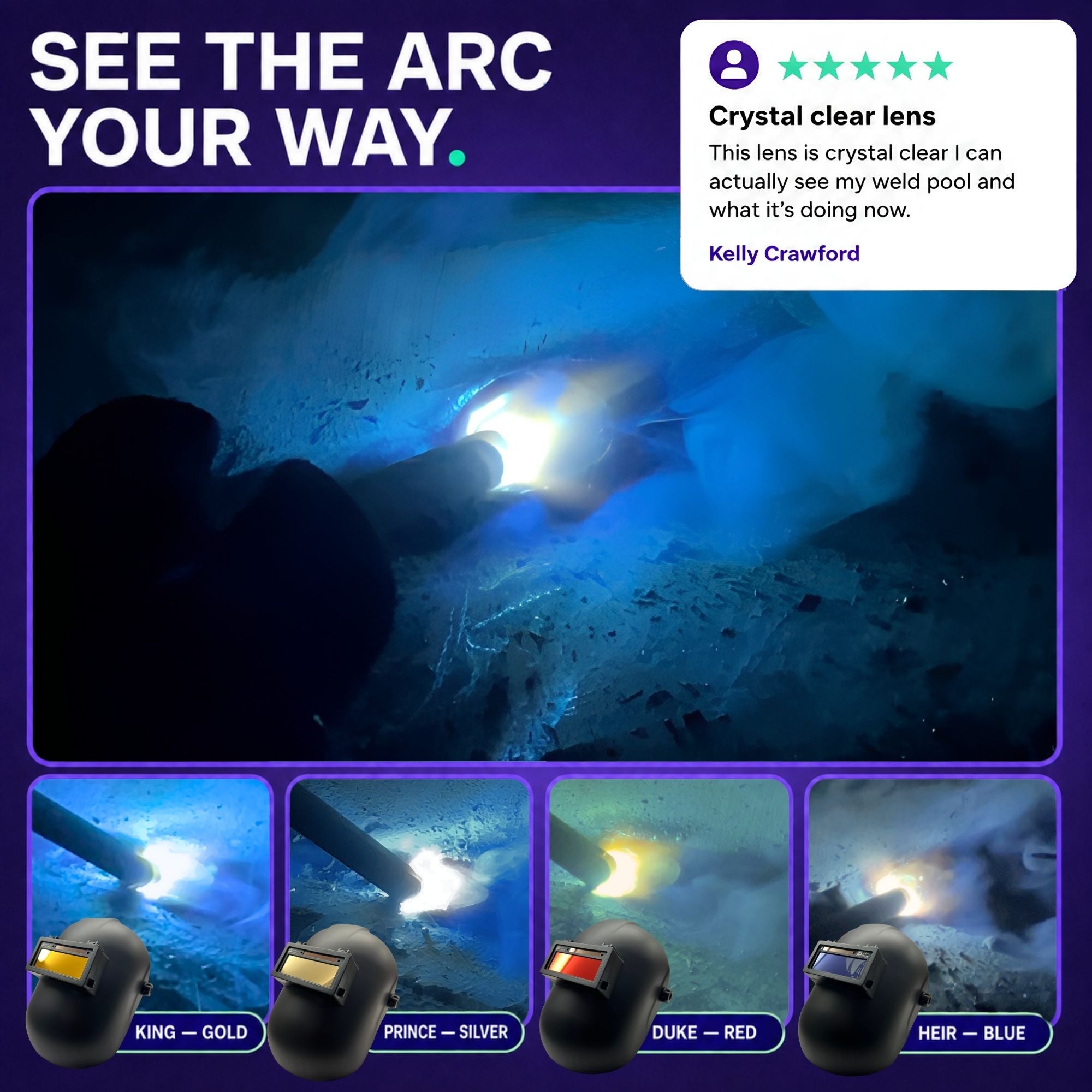 The King Adjustable 1.0 - NOT FOR TIG - Gold Adjustable Auto Darkening Welding Lens The King Adjustable Ridge Products