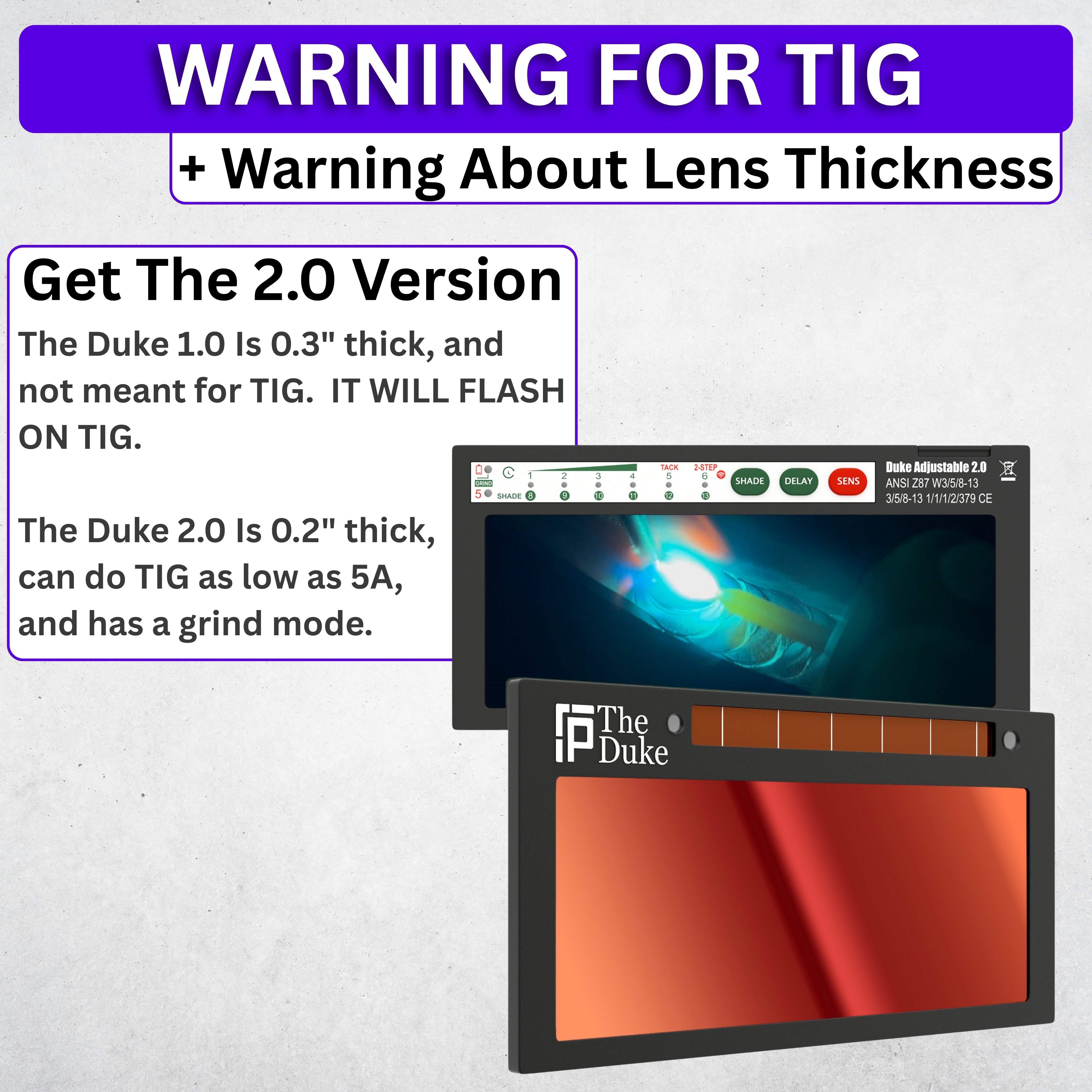 The Duke Adjustable - Red Adjustable Auto Darkening Welding Lens