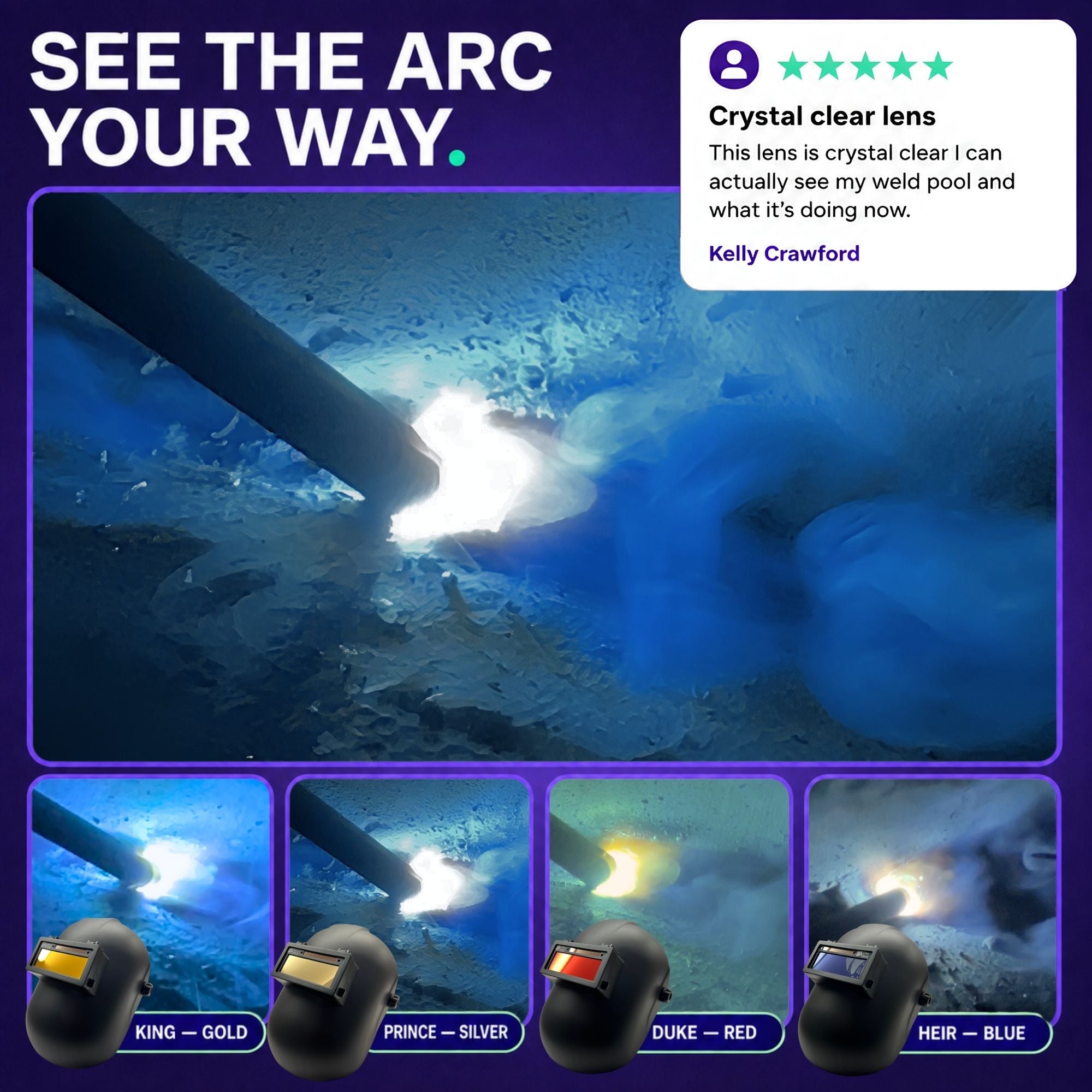 The Prince Adjustable 1.0 - NOT FOR TIG -Silver Adjustable Auto Darkening Welding Lens The Prince Adjustable Ridge Products