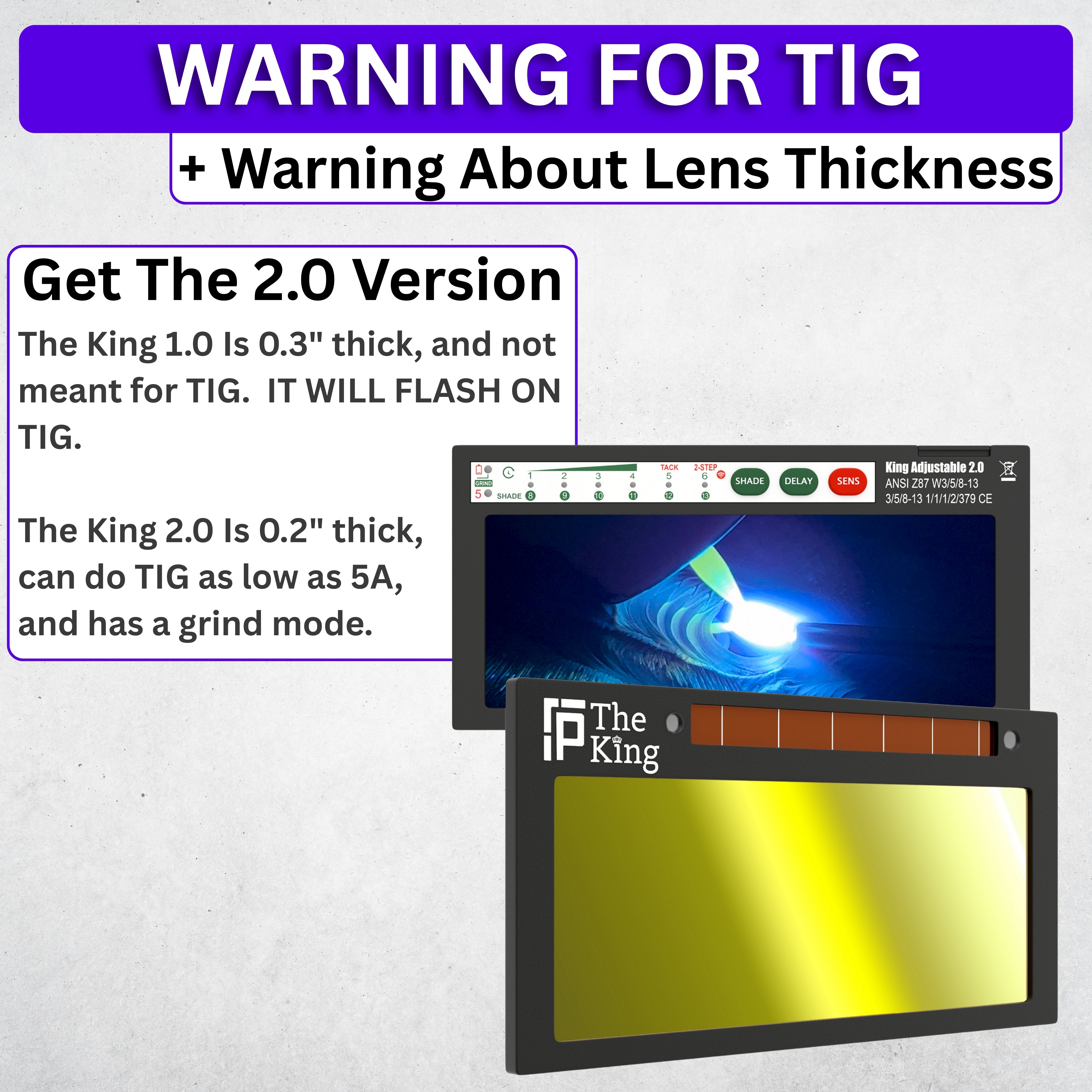 The King Adjustable - Gold Adjustable Auto Darkening Welding Lens