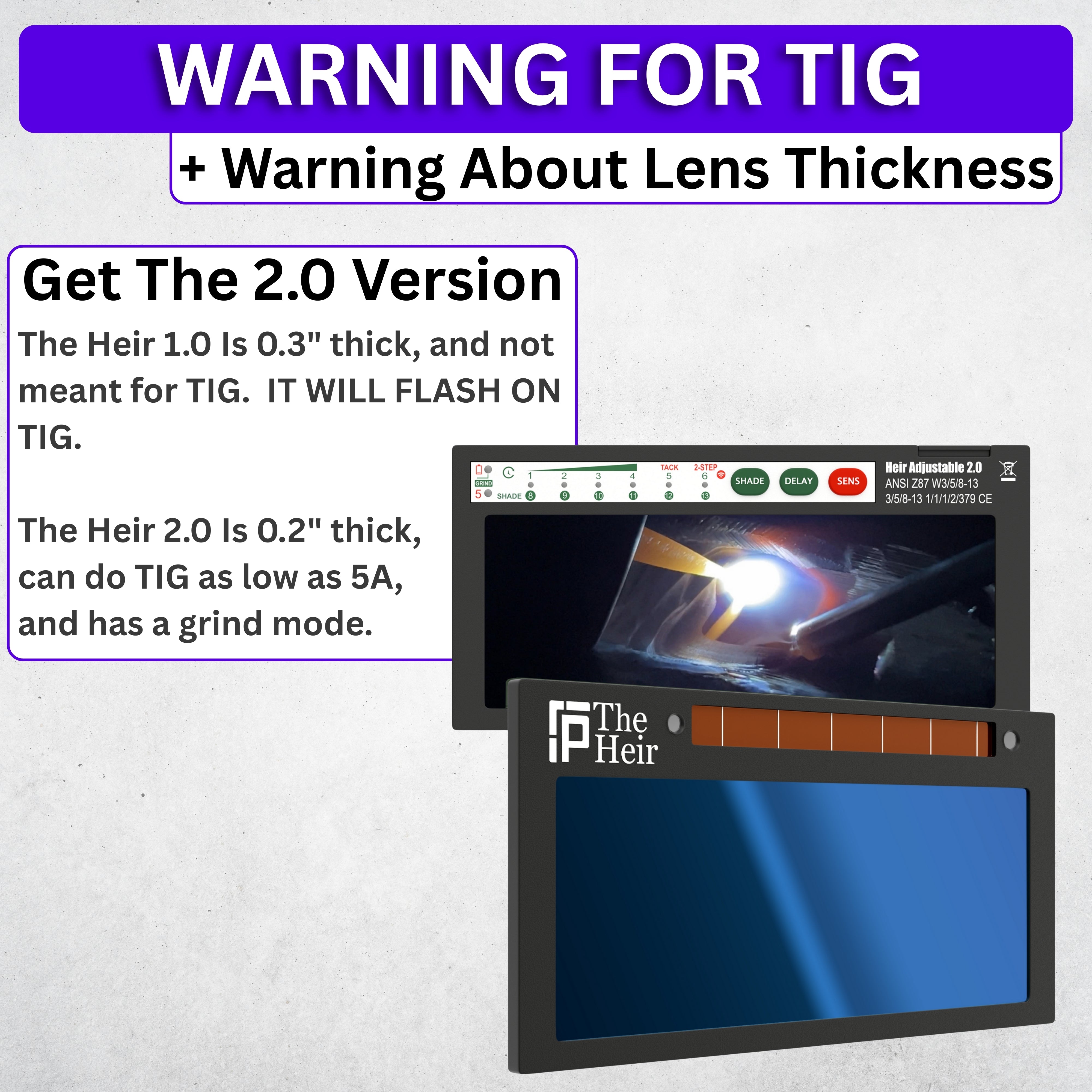 The Heir Adjustable - HD Adjustable Auto Darkening Welding Lens