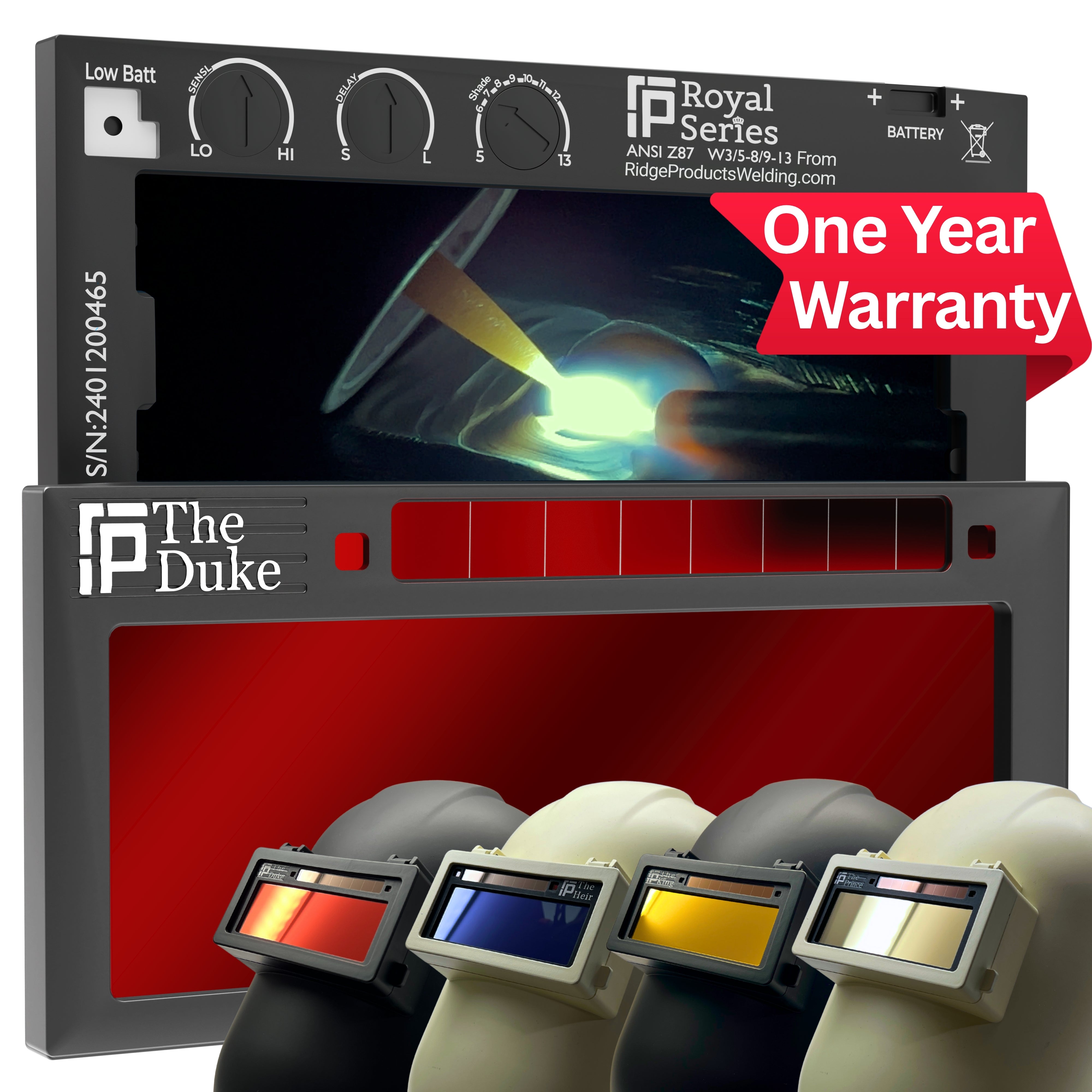 The Duke Adjustable - Red Adjustable Auto Darkening Welding Lens The Duke Adjustable Ridge Products